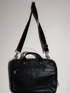 Jack Spade Warren Street Black Leather Briefcase Laptop Bag